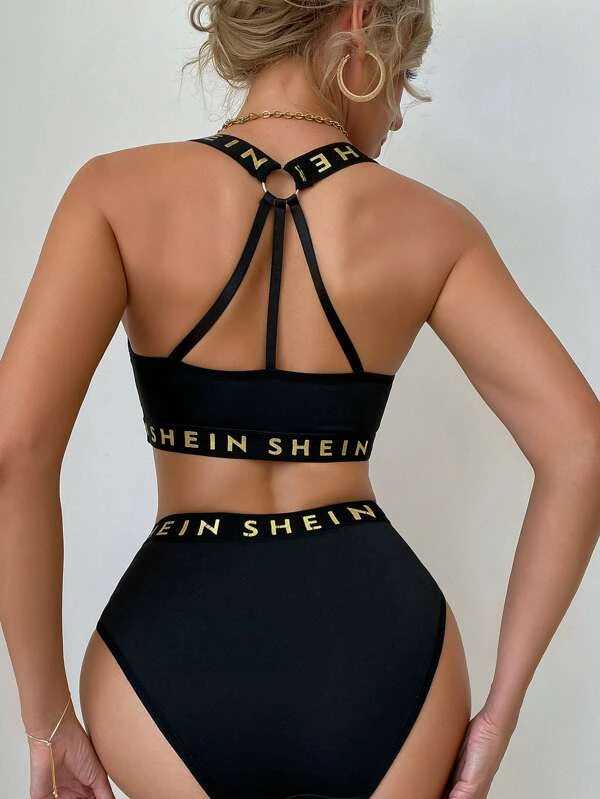 Letter Tape Lingerie Set