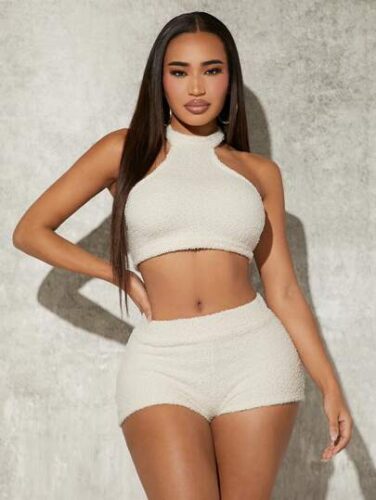 Sexy Solid Halter Top & Shorts