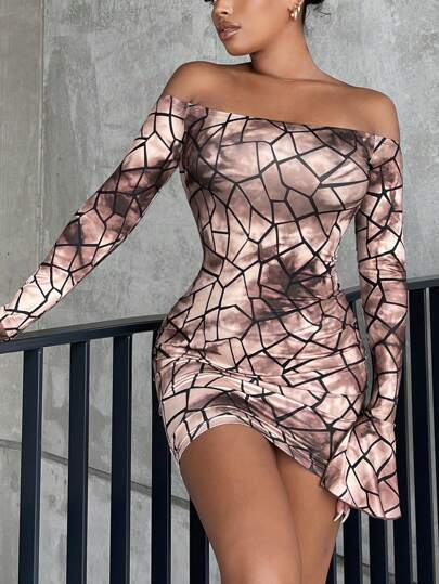 Flare Sleeve Bodycon Dress
