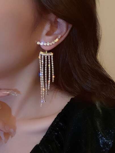 Alloy Back Tassel Earrings
