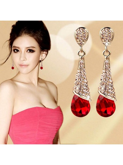 Long Teardrop Crystal Bridal Earrings