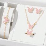 Butterfly Necklace, Earrings, Ring And Bracelet Set