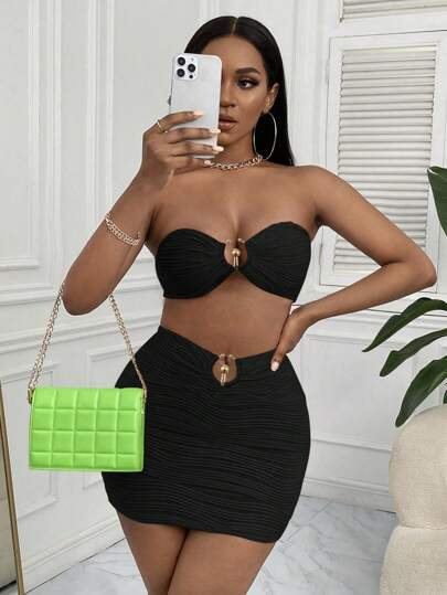 Ring Linked Tube Top & Bodycon Skirt